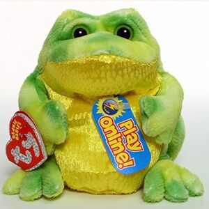 Ty Beanie babies 2.0 JUMPS the bull frog Green and Yellow Frog Plush 6”
